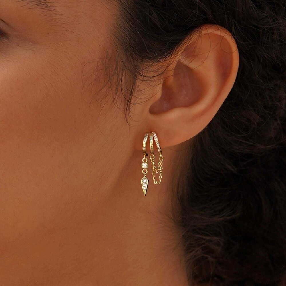 Dangle Earrings Women Gold Plated Brass Drop Statement Jewelry - Picture 5 of 6